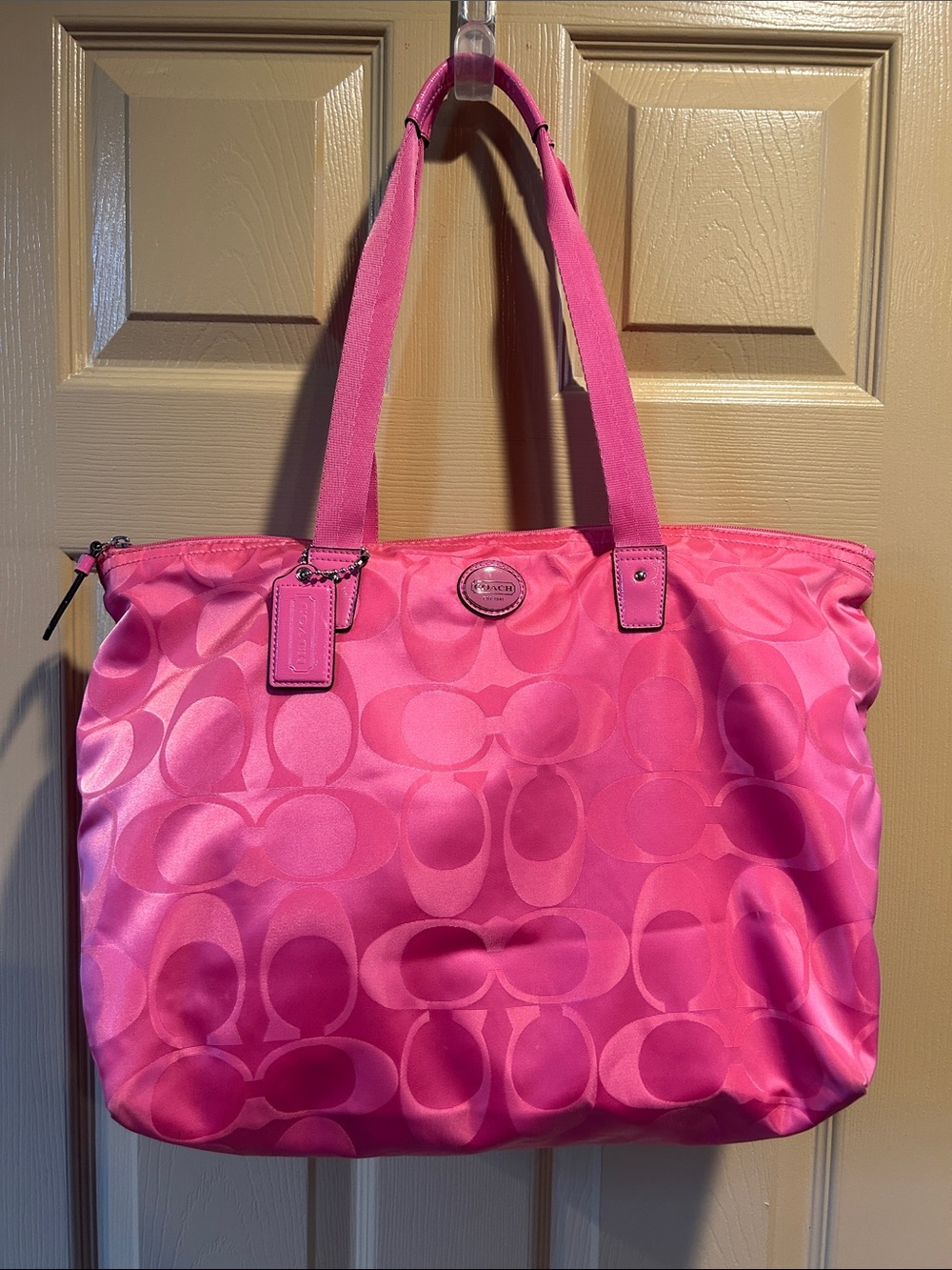 Coach Hot Pink Signature Tote